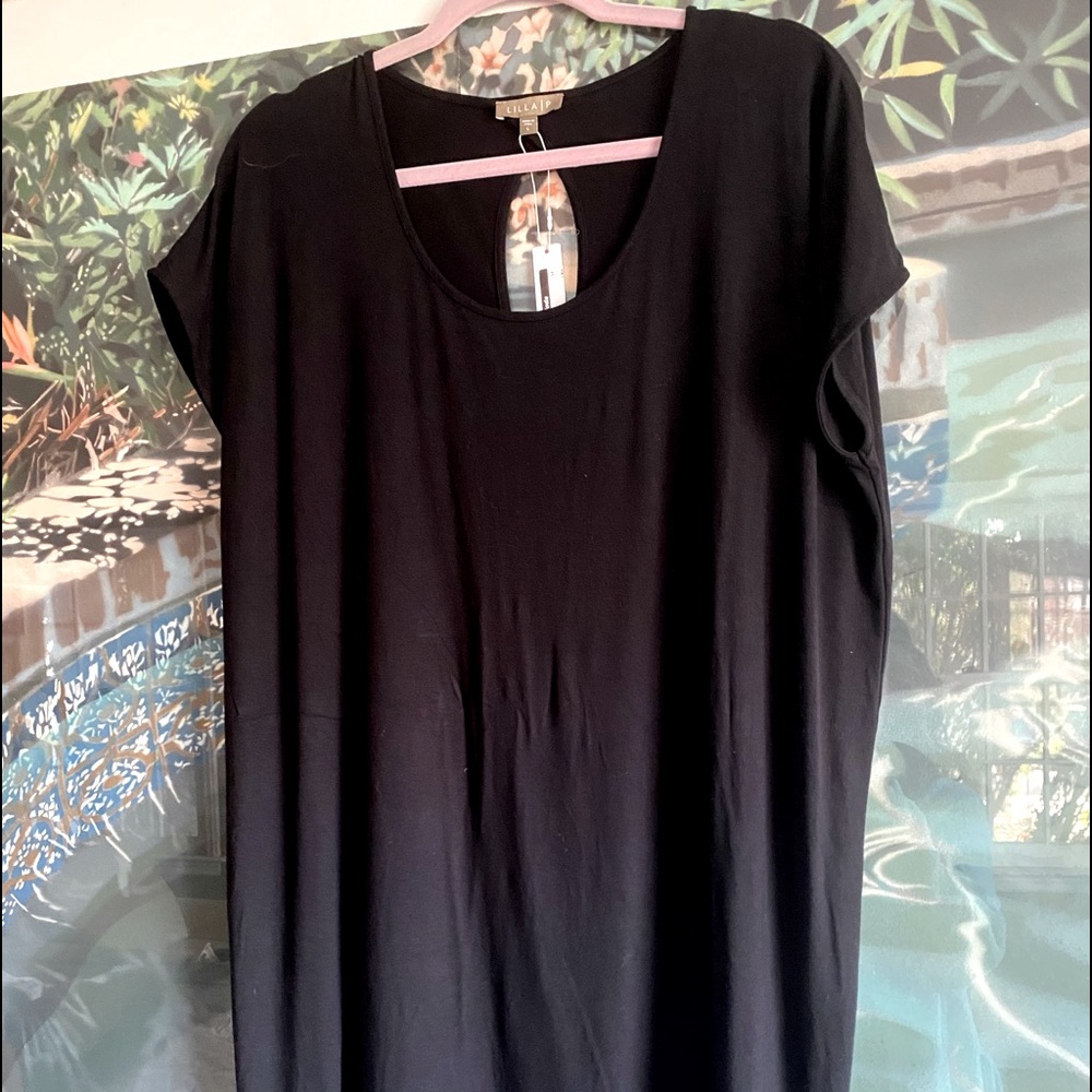 Lilla P Black Lg Black Dress Shift Keyhole back